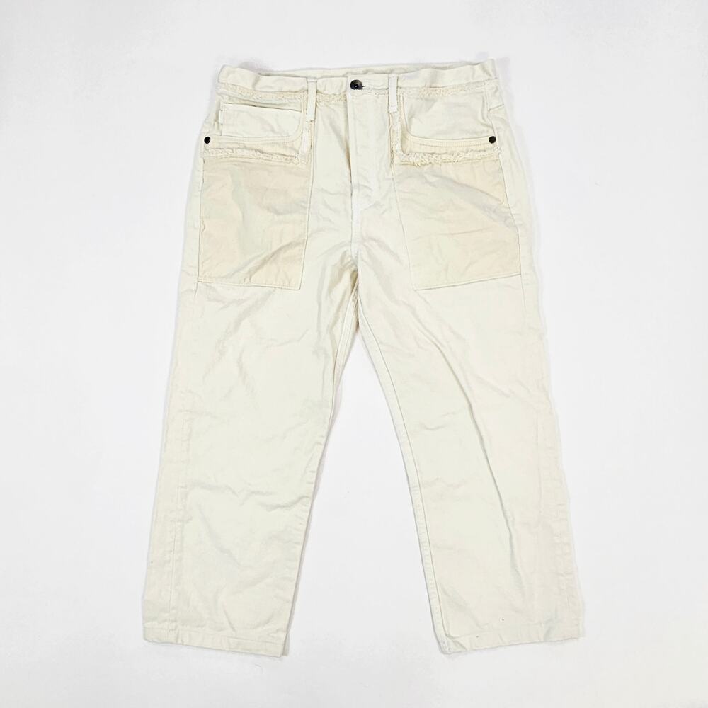 Helmut Lang Inside Out Oversized Boyfriend Jeans  Ivory Cream - Size 29